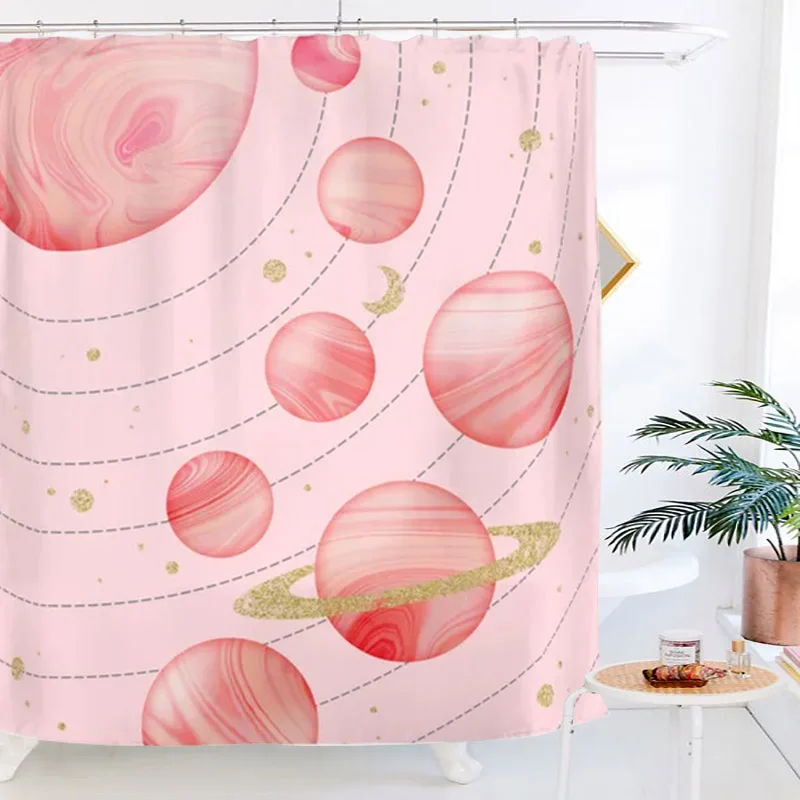 Simple Nordic Modern Shower Curtain Decor Design Bathroom Curtain Pink Drapes Fabric Rideau De Douche Home Accessories Supplies