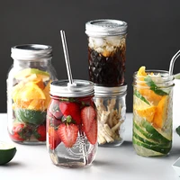 glass cup with straw portable transparent mason jars bubble tea cup strawberry milk espresso drinkware cup reusable tumbler