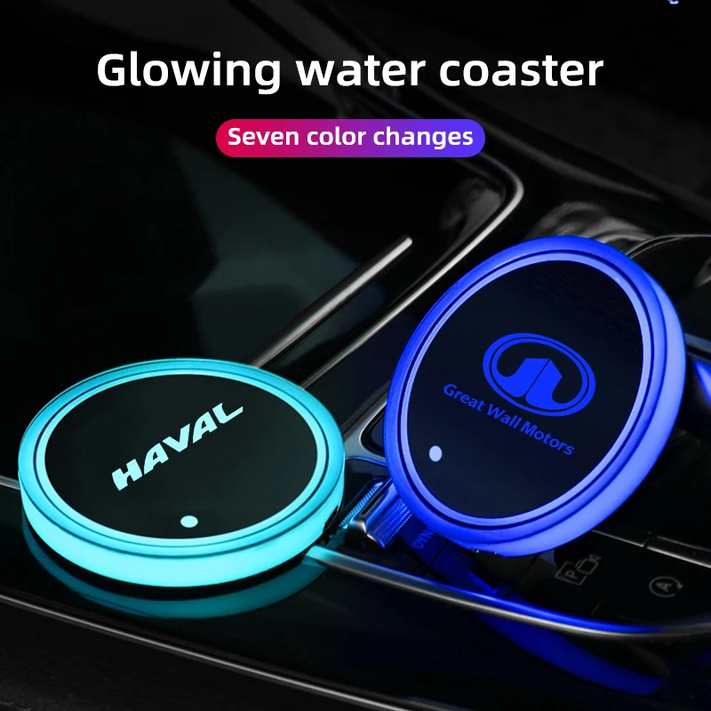 

Car Luminous Water Cup Coaster 7 Colorful Car Led Atmosphere Light For Great Wall Haval Hover H3 H5 H6 F7 Jolion Car Accessories