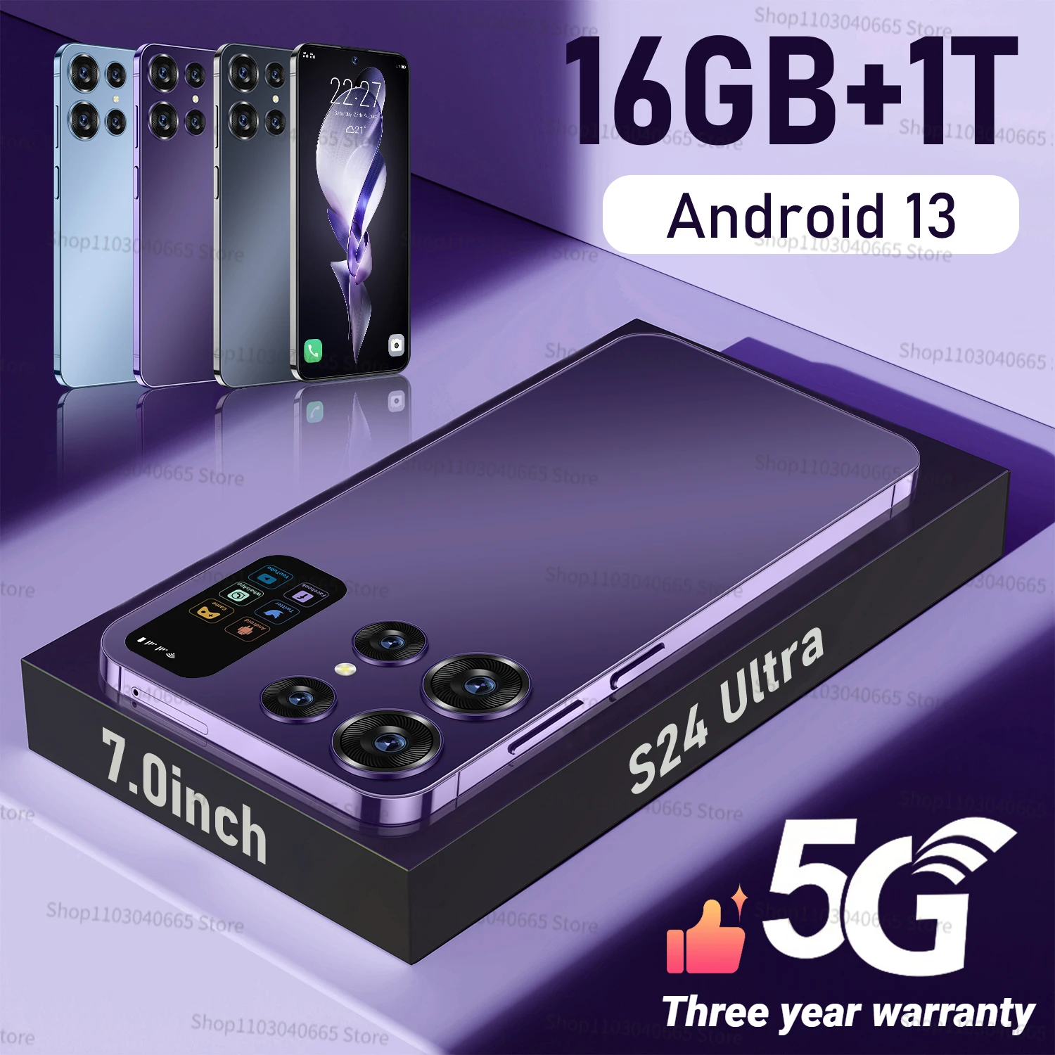 

New SmartPhone S24 Ultra 7.0 HD Android Mobile Phones Unlocked 5G Dual Sim Card 6800mAh 16GB+1TB Cellphones 48MP+72MP Celulares