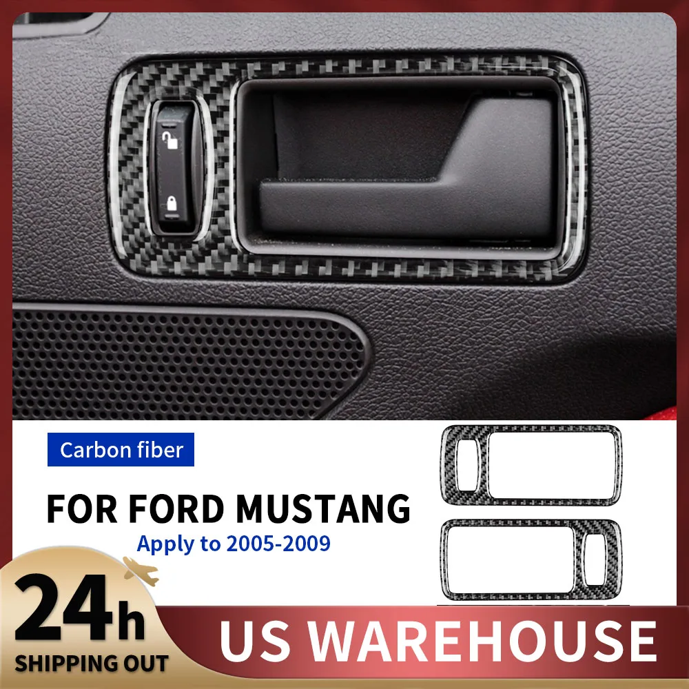 AIRSPEED-moldura de fibra de carbono para coche Ford Mustang GT 2005, 2006, 2007, 2008, accesorios, embellecedor Interior, cubierta de marco de manija de puerta, pegatina