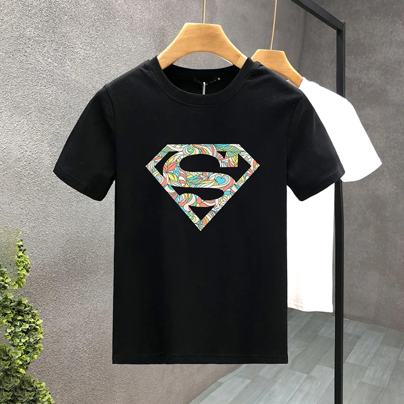 

New Summer Black Fitness T-shirt Super Men Fashion Sports Short Sleeve Top Cotton Street Hot Selling T-shirt Plus Size S-7XL