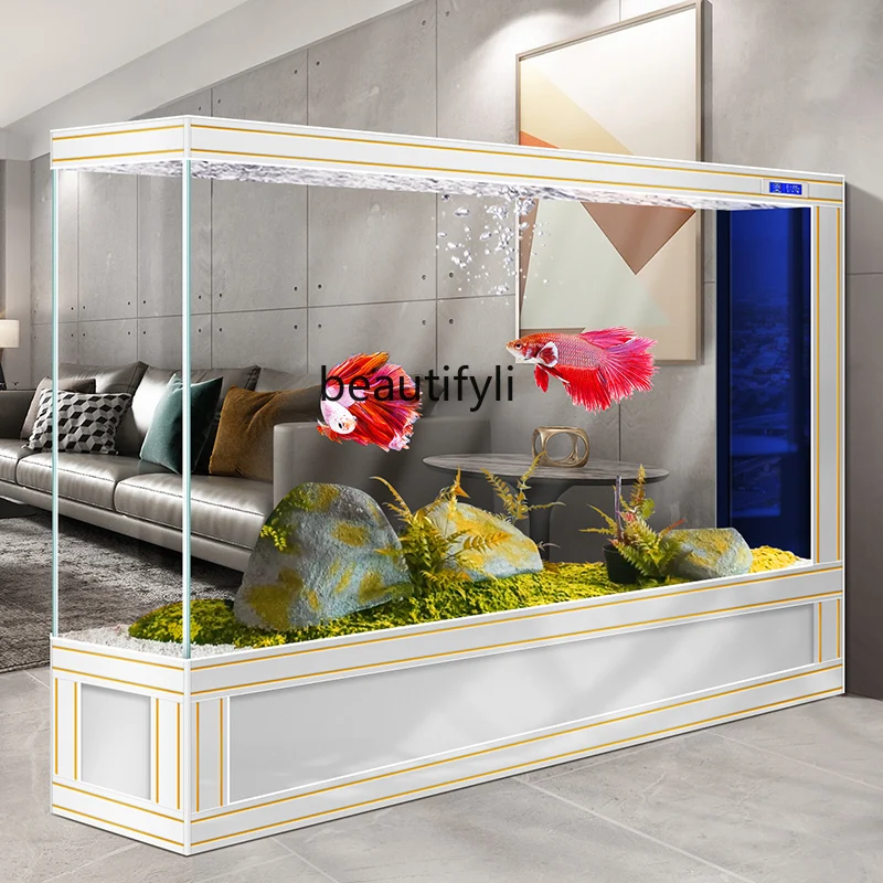Аквариум для гостиной перегородка вход ультрабелое стекло умный аквариум от