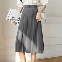 pleated skirt women clothing elastic high waist midi skirts womens 2022 spring autumn korean fashion skirt faldas largas mujer