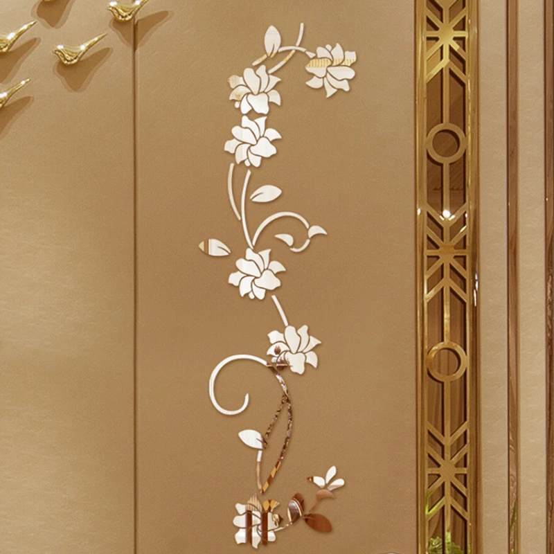 

Creative Acrylic 3D Flower Wall Stickers Bedroom Romantic Warm Mirror Wallpaper Living Room Self-adhesive Wall Decoration Home