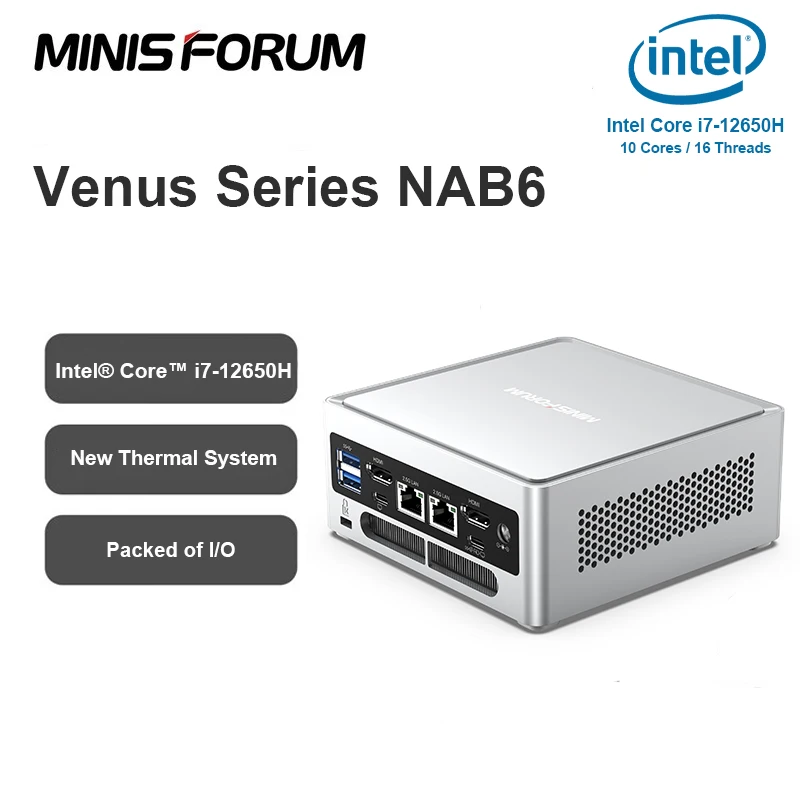 

MINISFORUM NAB6 Mini PC Intel Core i7 12650H Intel 12th Gen Mini PC Windows 11 DDR4 16GB 512GB SSD WIFI6 Desktop Gaming Computer