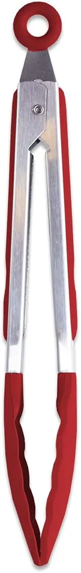 

Kitchen Stainless Steel Silicone Handle with Lock, Red, 30.5 x 3 cm Cooking Clip Clamp BBQ Salad Tools Grill Kitchen Accessories