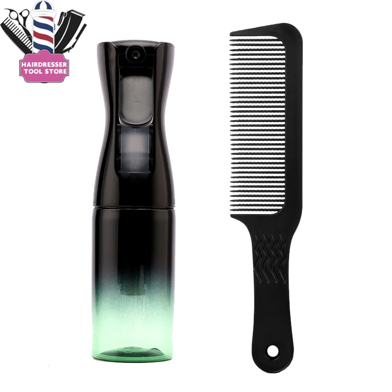 

200ml Gradient Black Hairdressing Spray Bottle Hair Cutting Comb Kits Refillable Mist Watering Can Plastic Combs Barber Tools