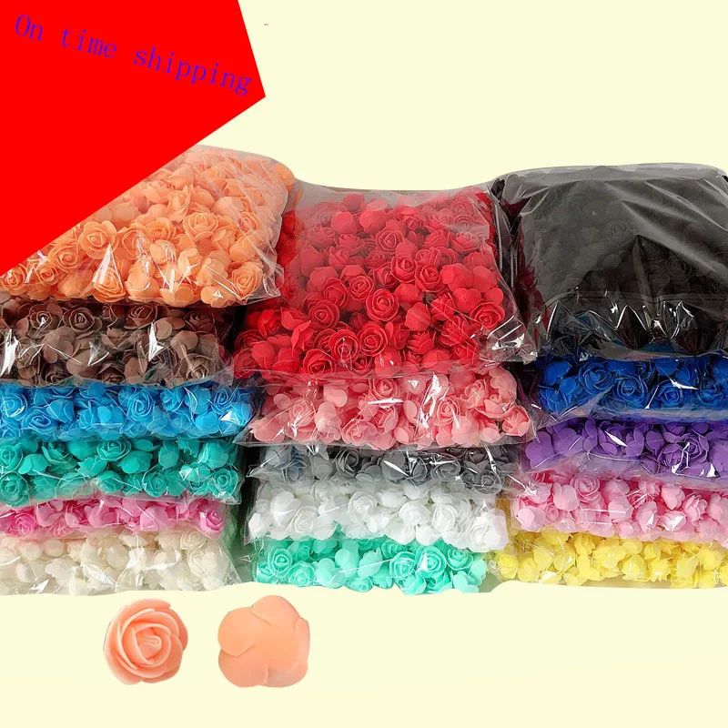 

200-400pcs Artificial Foam Rose Heads 3.5cm Flower For DIY bouquet Home Wedding Decorative PE teal touch flowers valentine gift
