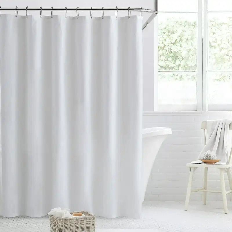 

Solid Print Polyester Antibacterial Waterproof Shower Curtain, 72" x 72"