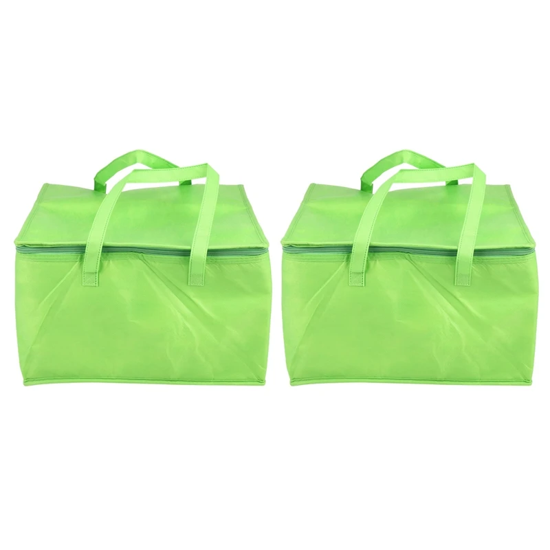 

2X Foldable Large Cooler Bag Portable Food Cake Insulated Bag Aluminum Foil Thermal Box Green