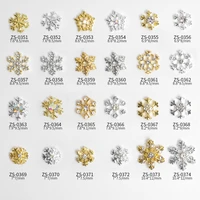 10pcs christmas snowflake nail art decorations gold silver crystal rhinestone nail charms diy luxury zircon alloy nails supplies