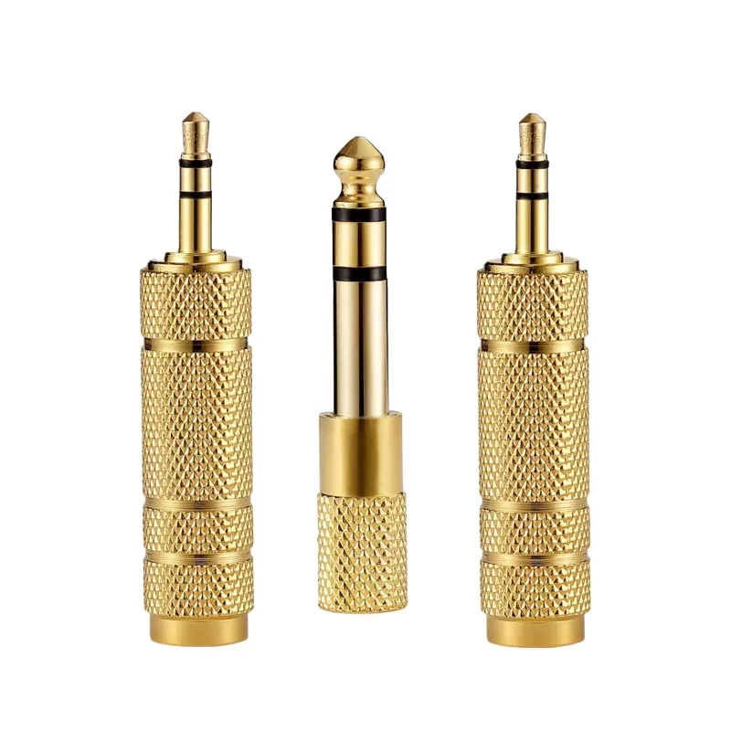 3 5 мм до 6 35 разъем для наушников 3-полюсный Золотой Разъем динамик аудио адаптер