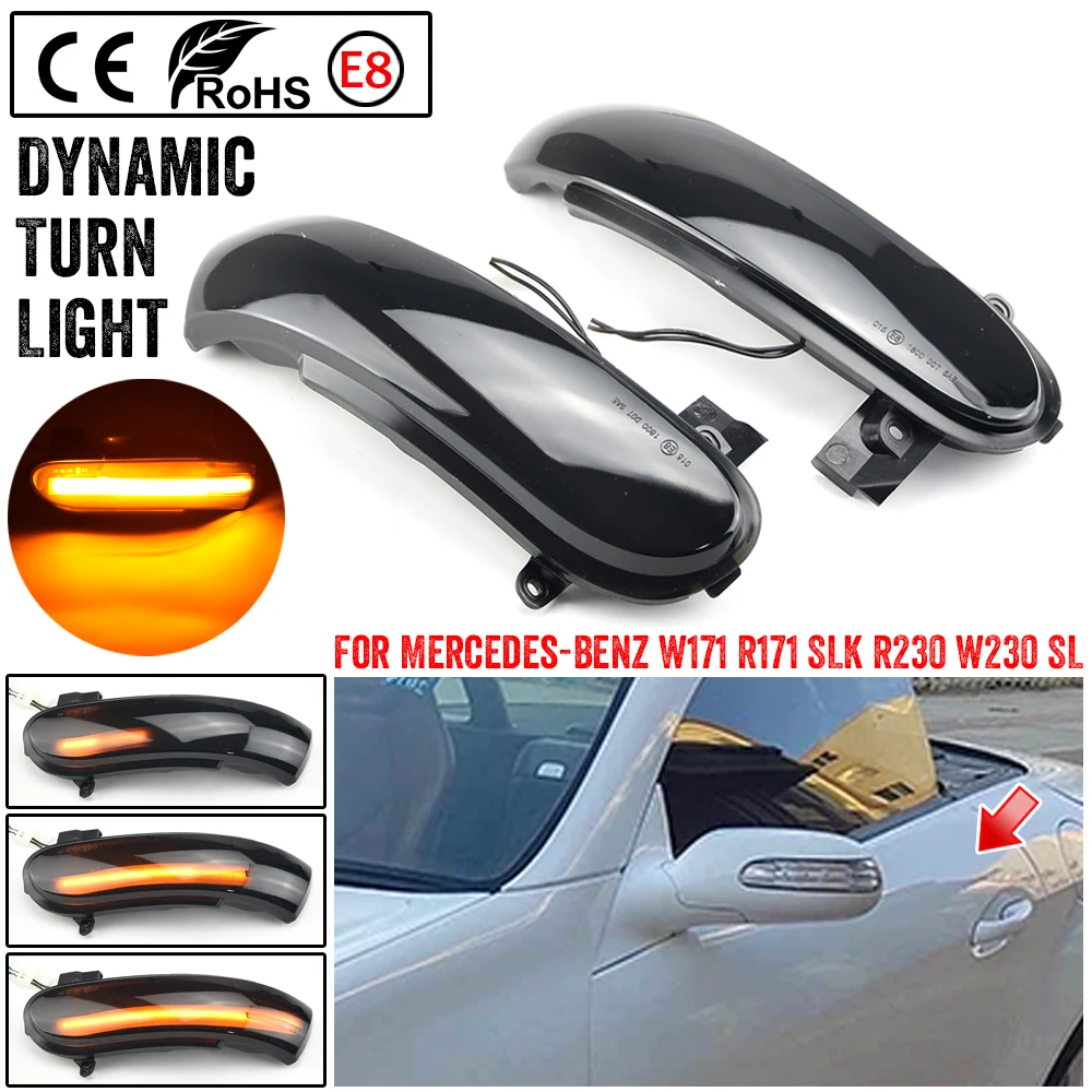 

LED Dynamic Turn Signal Blinker Sequential Side Mirror Indicator Light For Mercedes Benz SLK Class R171 W171 SL Class R230 W230