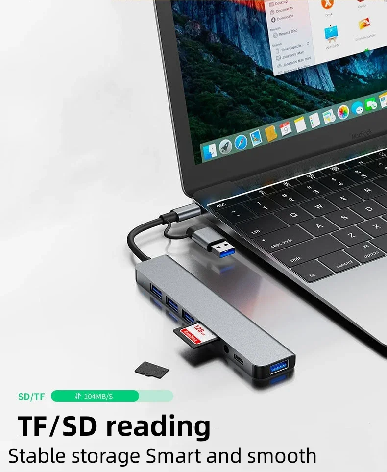 USB-концентратор C на разъем 3 5 мм адаптер для наушников типа USB 3.0 2.0 SD TF Card Reader