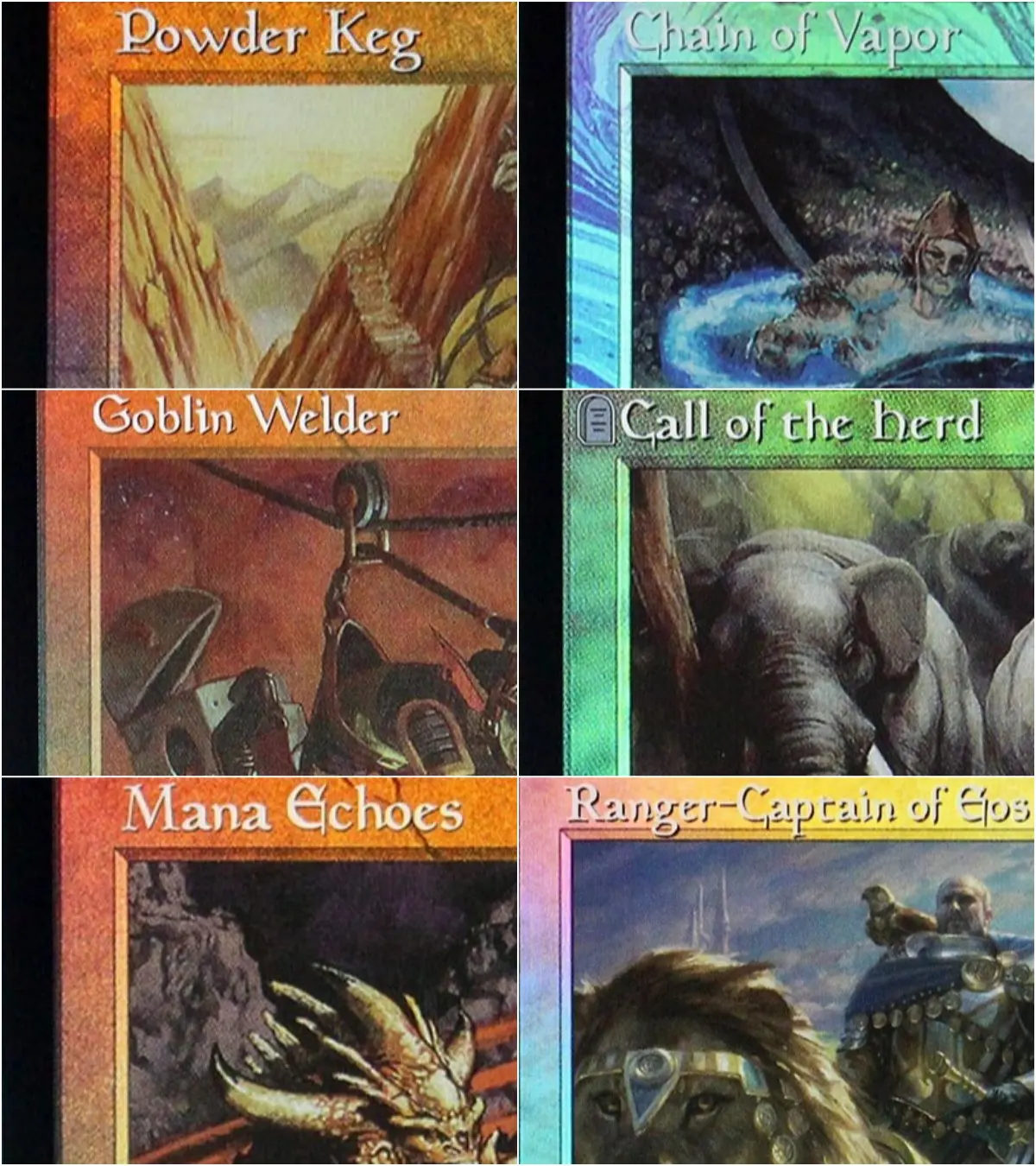Фото Фольгированные прокси-карты TCG «Зов стада/Цепь паров/Порошковый кег» — высококачественные коллекционные карты для настольных игр №1