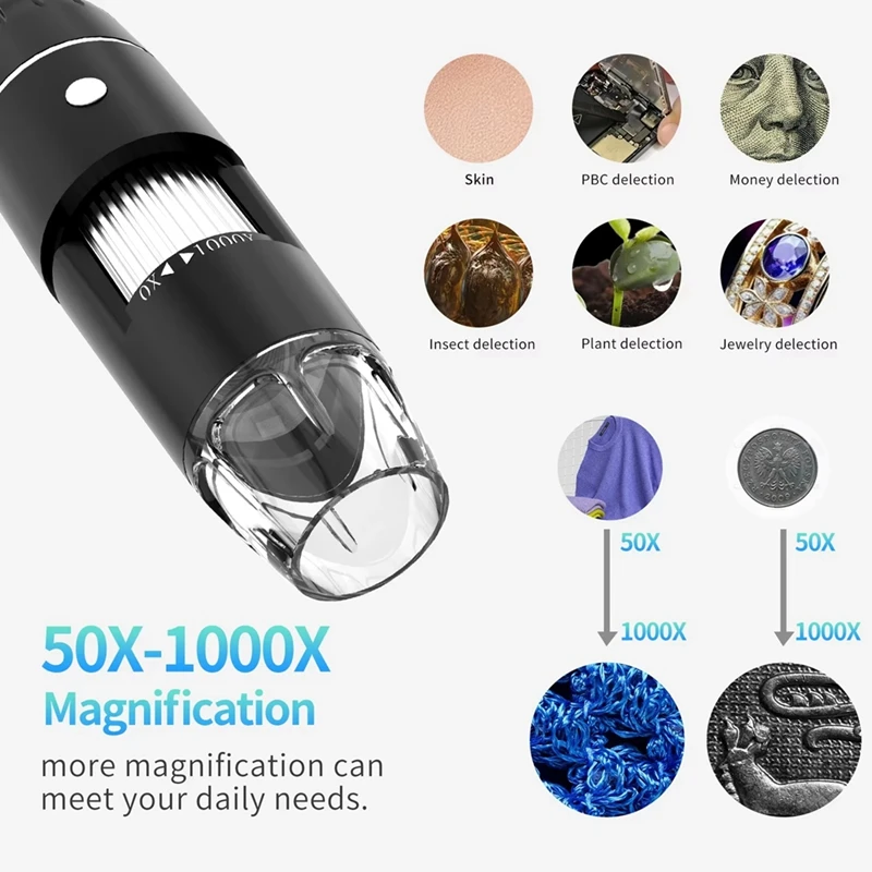 Цифровой микроскоп ручная USB HD инспекционная камера 50X-1600X с подставкой 8
