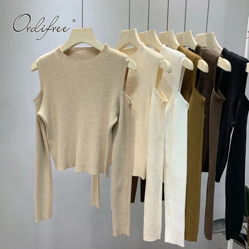 Женский трикотажный свитер Ordifree рождественские джемперы с открытыми плечами