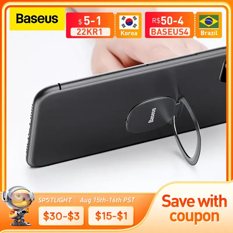

NEW2023 Baseus Mini Phone Ring Finger Ring Holder Metal Phone Stand Mount Portable Ring Holder for Xiaomi Samsung Tablet Mobile