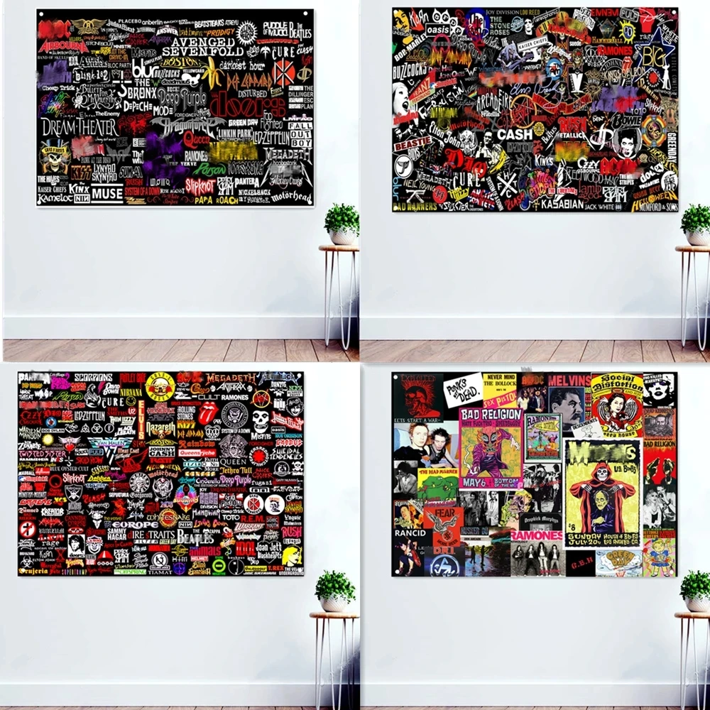 

Rock Band Series Posters Wall Art Tapestry Hanging Painting Punk Hip Hop Heavy Rock & Roll Metal Music Home Decor Banner Flag