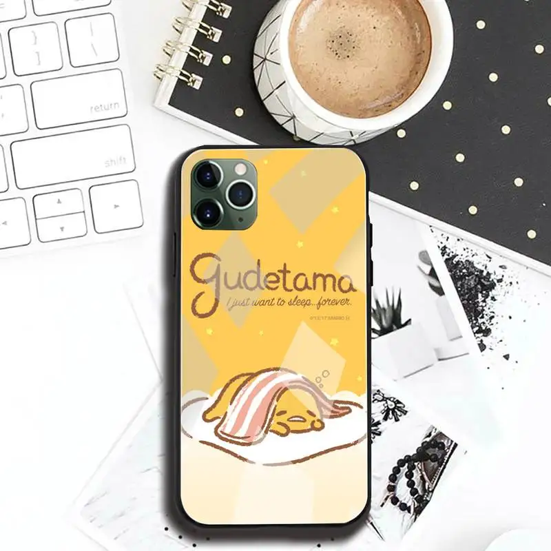 Милый мультяшный чехол для телефона Gudetama закаленное стекло iPhone 13 12 Mini 11 Pro XR XS MAX 8X7