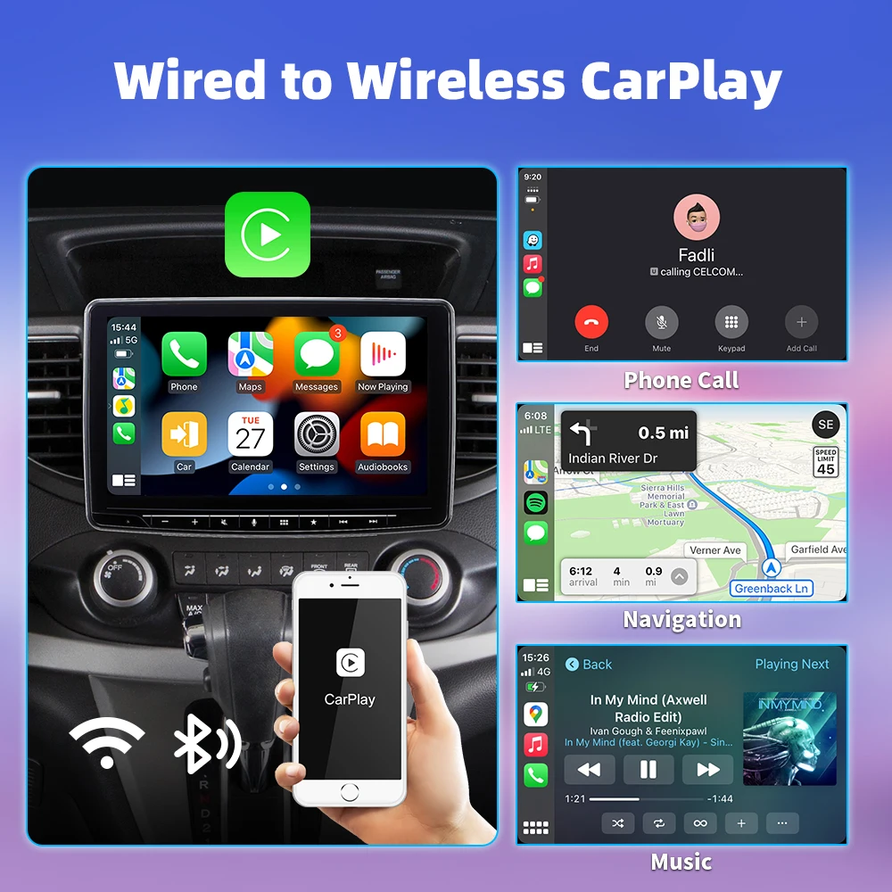 Kebidumei беспроводной CarPlay Android Авто 2 в 1 коробка адаптер Spotify для Mazda Toyota Mercedes Peugeot Volvo