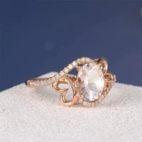 popular rose gold color oval crystal zircon heart ring for women engagement party wedding rings jewelry