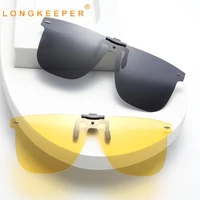 clip on polarized lens men square sunglasses night vision driver glasses fishing eyewear flip up design luxury sunglasses oculos