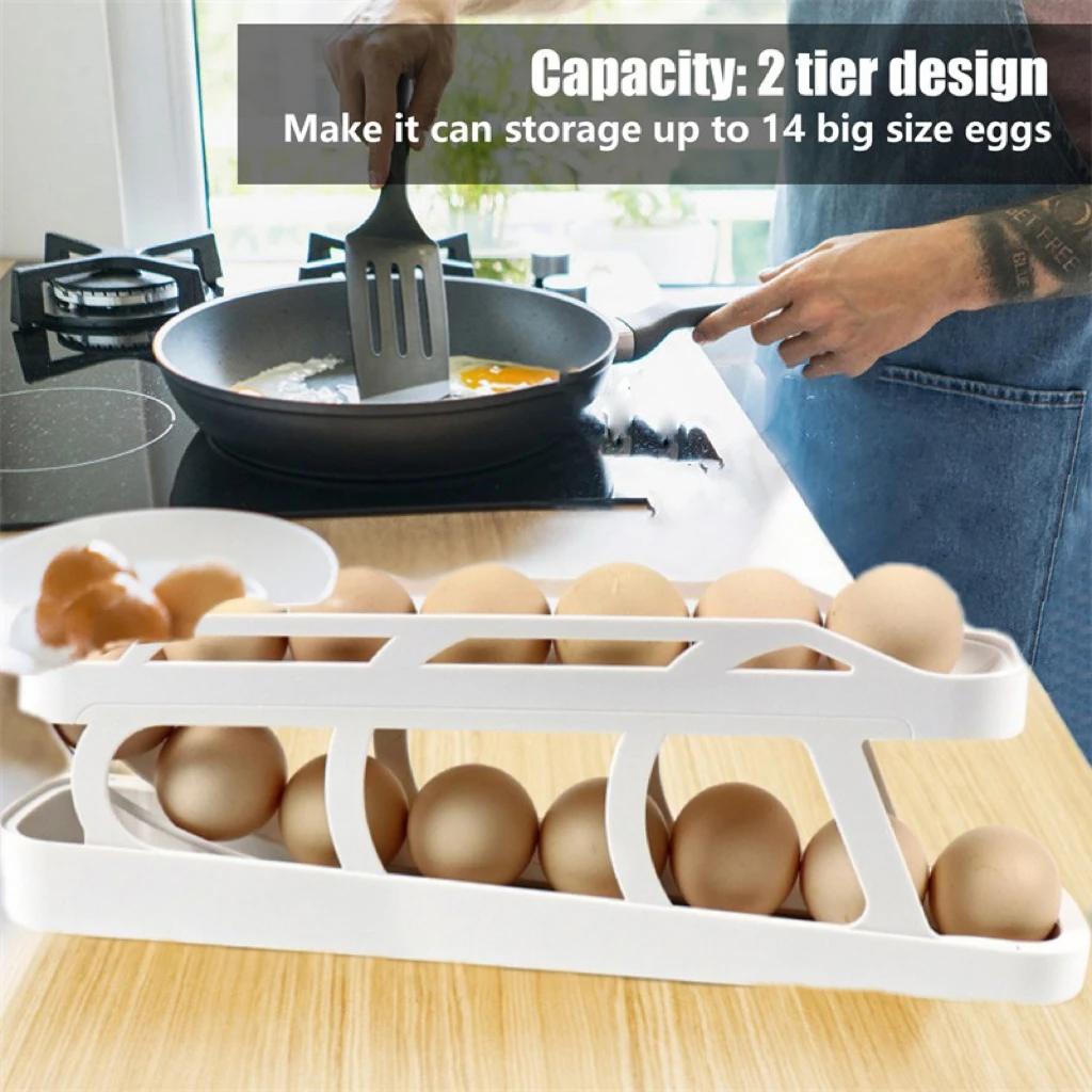 

Обновленная версия, автоматическая прокрутка, полка для яиц, держатель, коробка для хранения, контейнер для яиц, органайзер, раздвижной фото...