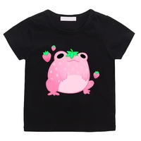 frog strawberry tshirt kids cute short sleeved summer tops for girls o neck 100 cotton casual boys t shirt kawaii graphic tee