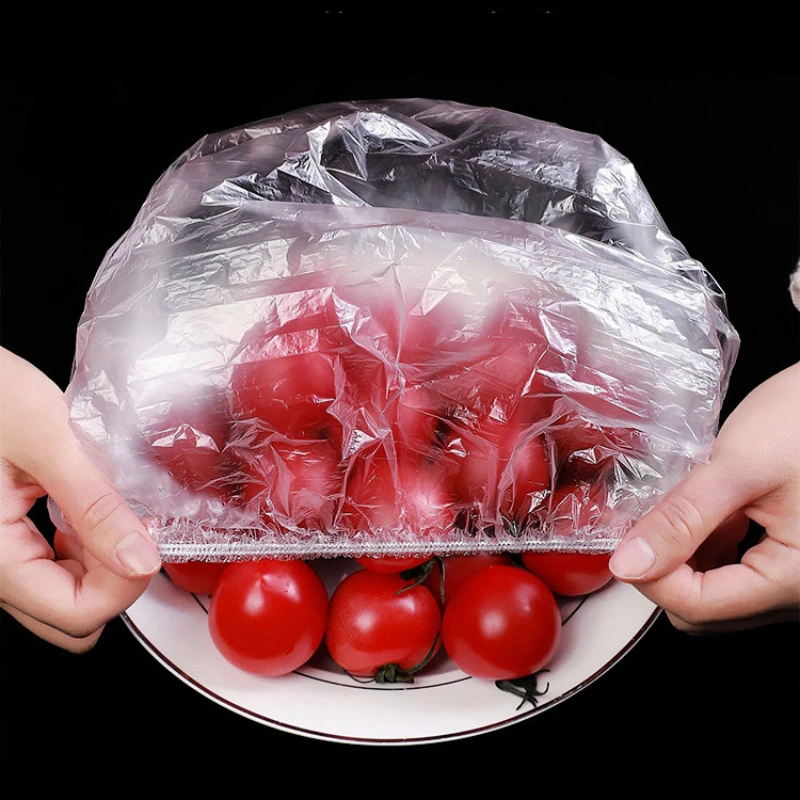 

100PCS Disposable Food Cling Film Cover Bag Kitchen Household Refrigerator Leftovers Food Elastic Cling Film