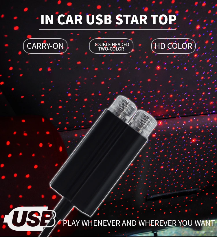 

Mini LED Projection Lamp Star Night Interior DJ Party Performance Ambient Lights Portable USB Decoration for Car Ceiling Bedroom