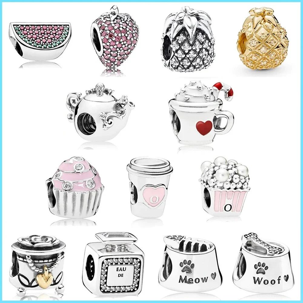 

Pan Shiny Perfume Bottle Zirconia 925 Silver String Jewelry Apple Gift Watermelon Beads with Original Bracelet