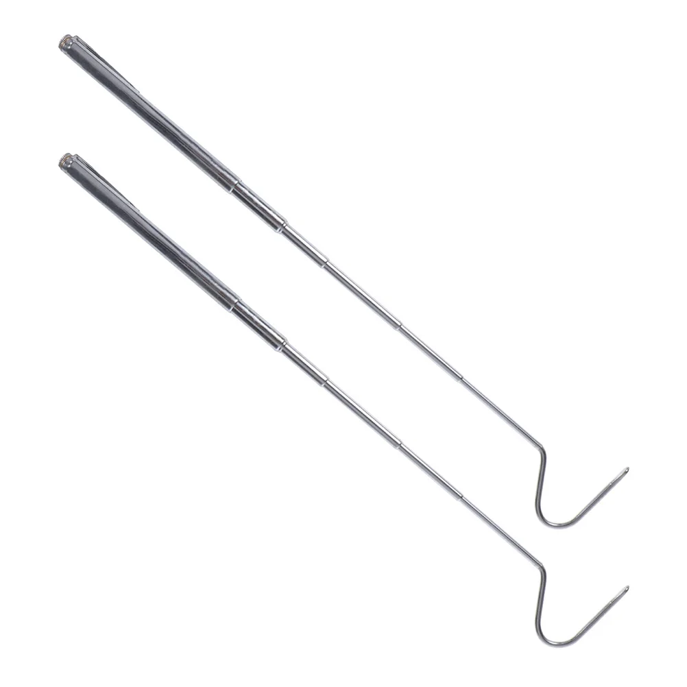 

2 Pcs Reptile Catcher Telescopic Snake Hook Grabber Catching Supply Animal Stainless Steel