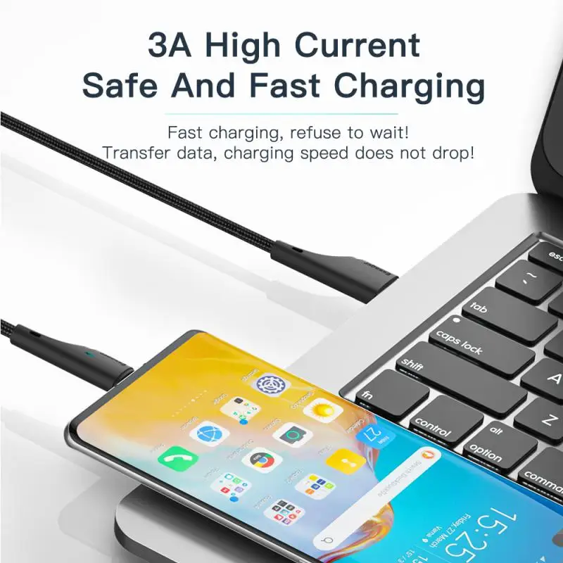 

3A Type C USB Cable Fast Charging For Huawei P40 Pro P30 66W Wire USB-C Charger Data Cord For Samsung S21 Ultra S20 Poco