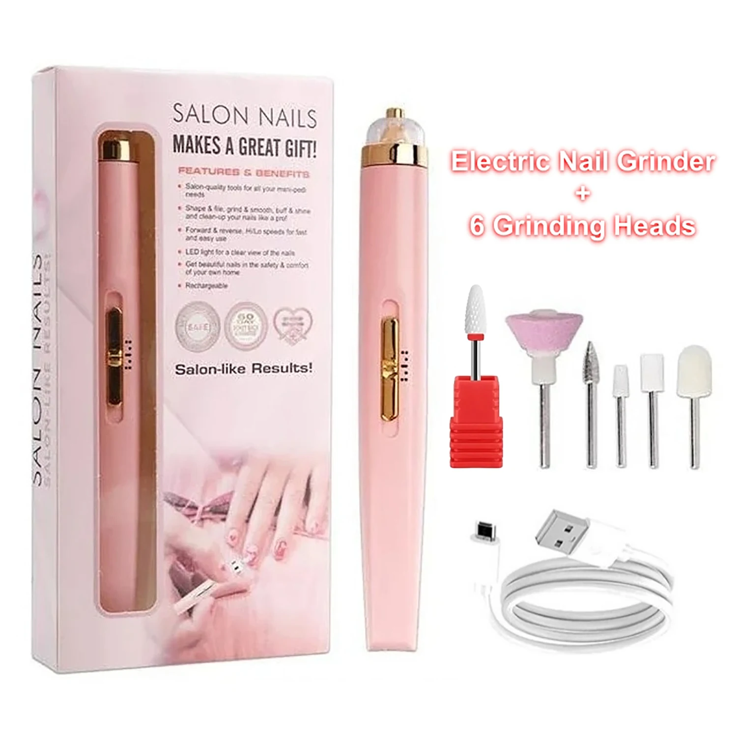 Мини-электрическая маникюрная дрель IAIZO Портативный набор для педикюра 6-в-1 со