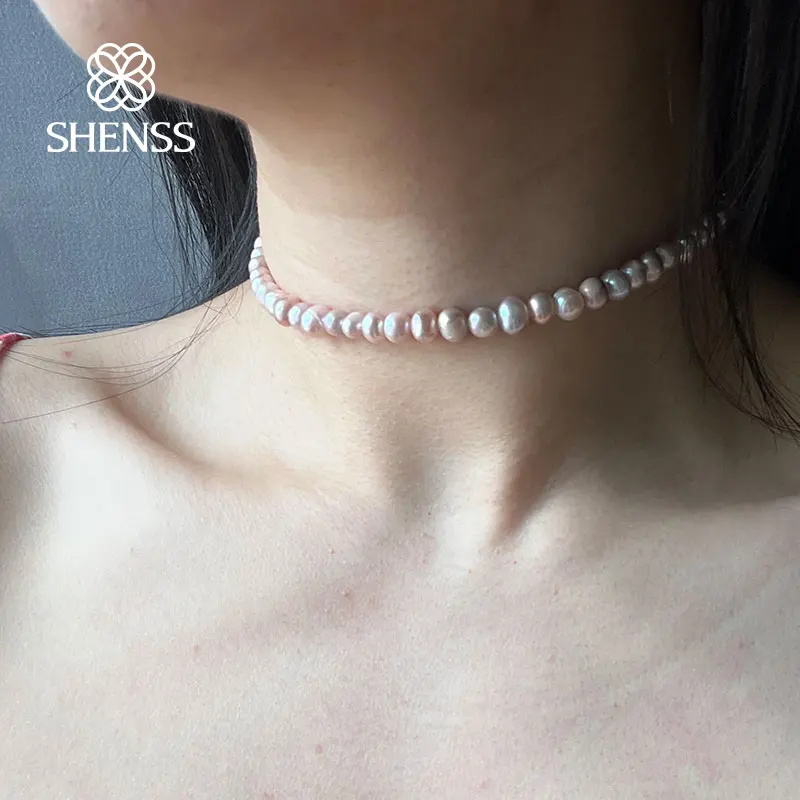 

Quality Silver 925 Jewelry Natural Freshwater Pearl Necklace 6mm Exquisite Temperament Necklace 32-45cm Size Optional 925 Sterli