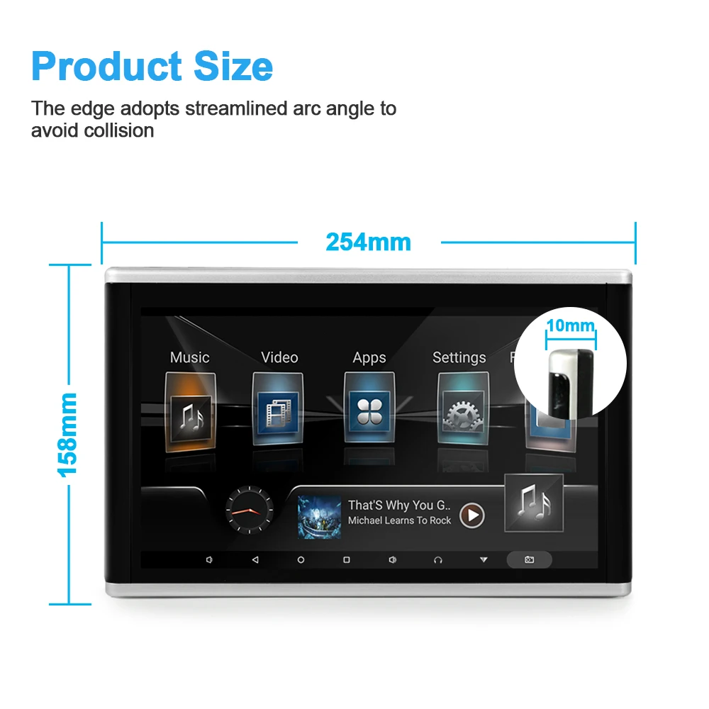 $148.63 Carsanbo 10.1 Inch Headrest Display Android Auto Headrest MP5 Monitors 1080P Video Tablet Multimedia WIFI/Bluetooth Movie Player