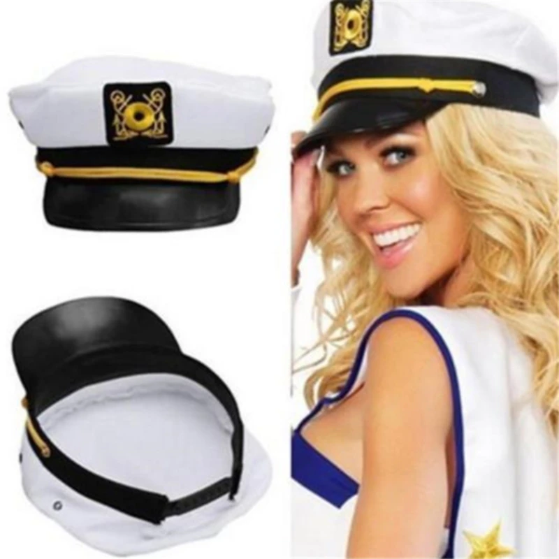 2022 erwachsene Yacht Militär Hüte Boot Skipper Schiff Sailor Kapitän Kostüm Hut Verstellbare Kappe Navy Marine Admiral Für Männer Frauen
