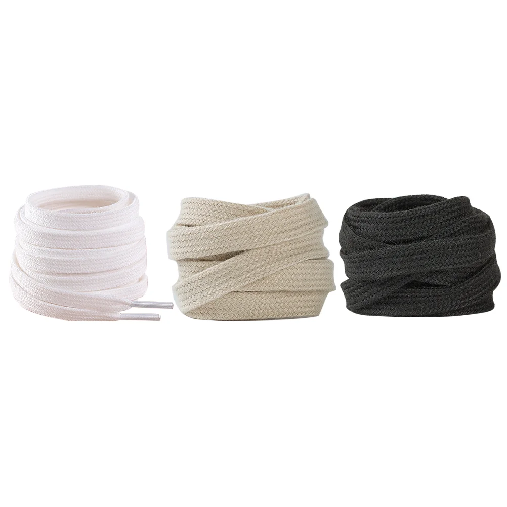 3 Pairs Pure Cotton Shoelaces Shoes Tie Color Round Sneakers Athletic Basketball