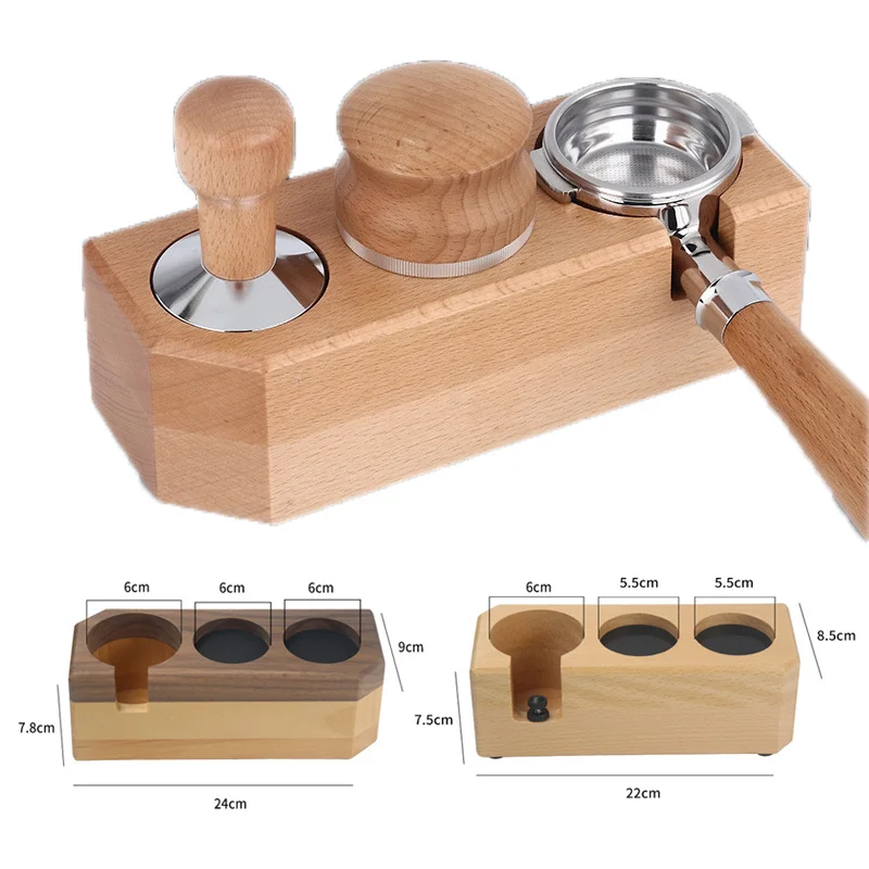 

Coffee Filter Tamper Holder Tamper Stand Beech Walnut Wood Espresso Distributor Mat Support Base Rack Barista Tools Accessories