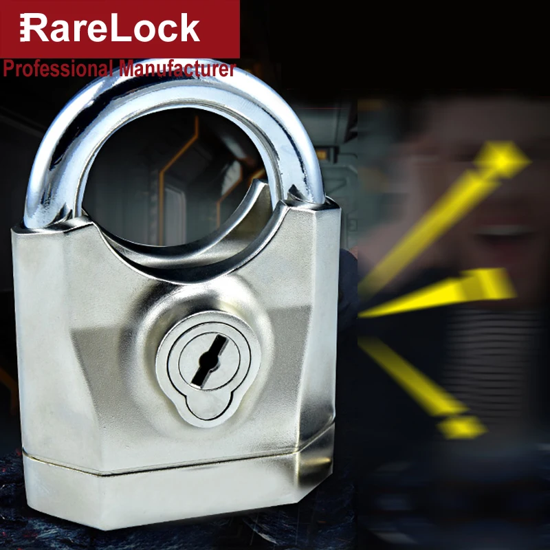 

Alarm Padlock Security Key Lock 130dB for Outdoor Gate Home Door Motorcycle Cabinet Air Box School GYM Locker Rarelock MS511 i