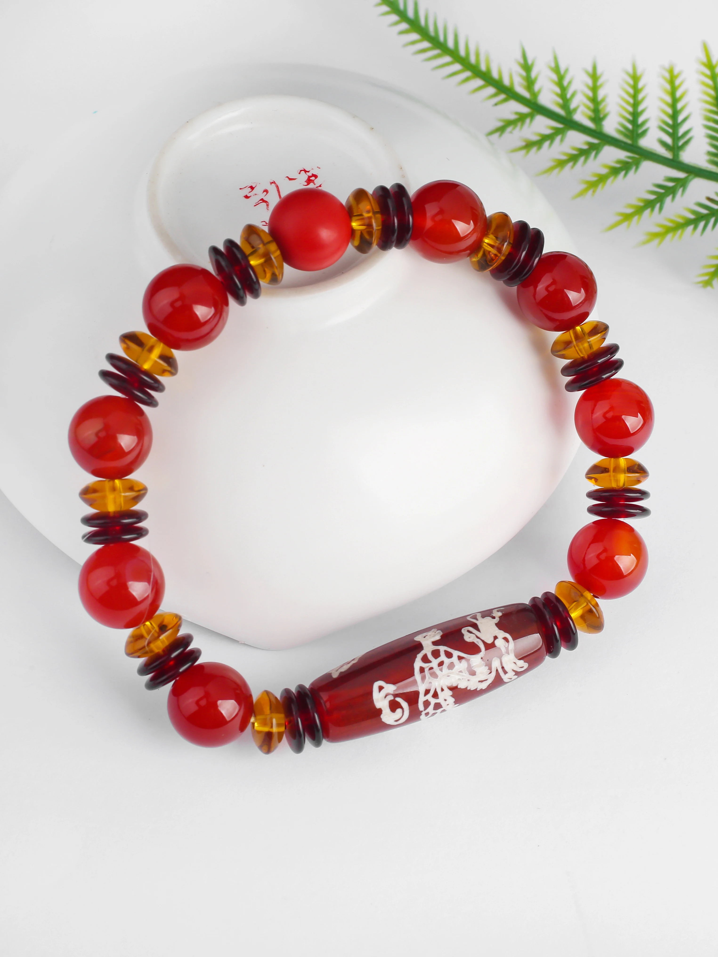 Браслет из красного агата с бусинами этнический браслет Lutong унисекс