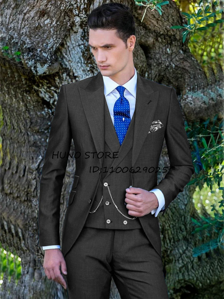 Men's Suit Wedding 3 Piece Set Single Breasted Lapel Tuxedo Party Event Male Blazer Tank Top Pantsスーツ