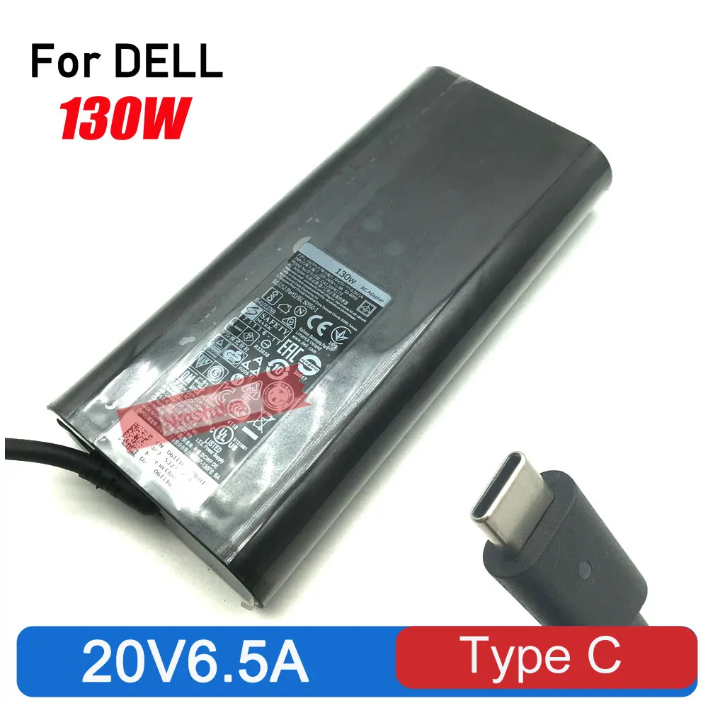 Фото Оригинальное зарядное устройство переменного тока USB C типа 130 Вт K00F5 M0H25 7MP1P для ноутбука Dell XPS 9575 9500 9700, блок питания 20 В 6,5 А №1