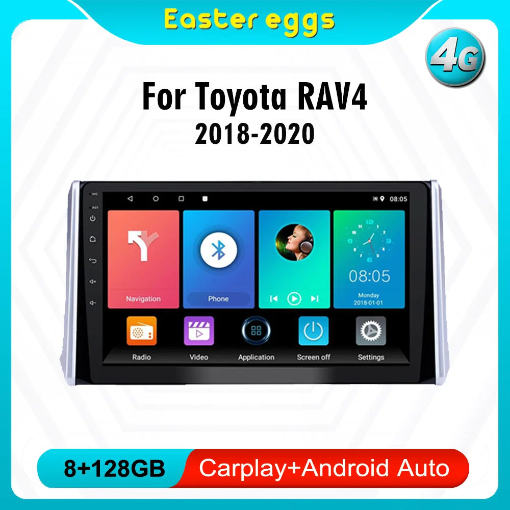 

For TOYOTA RAV4 RAV 4 2018-2020 4G CARPLAY 9InCH 2DIN Car Radio Multimedia System GPS AutoRadio Head unit Android With Frame BT