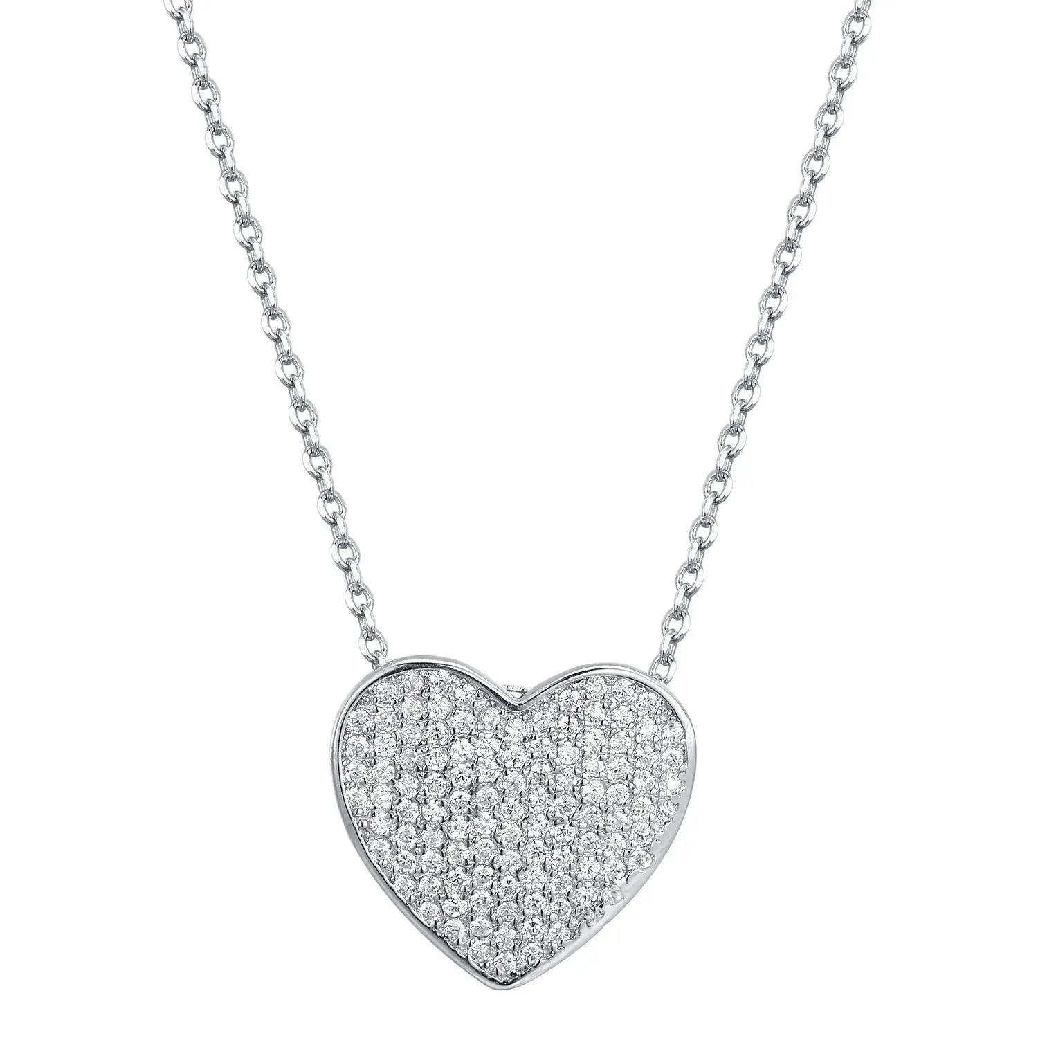 

Hot 925s silver simple love inlaid with diamond pendant collarbone high-level minority female Necklace female