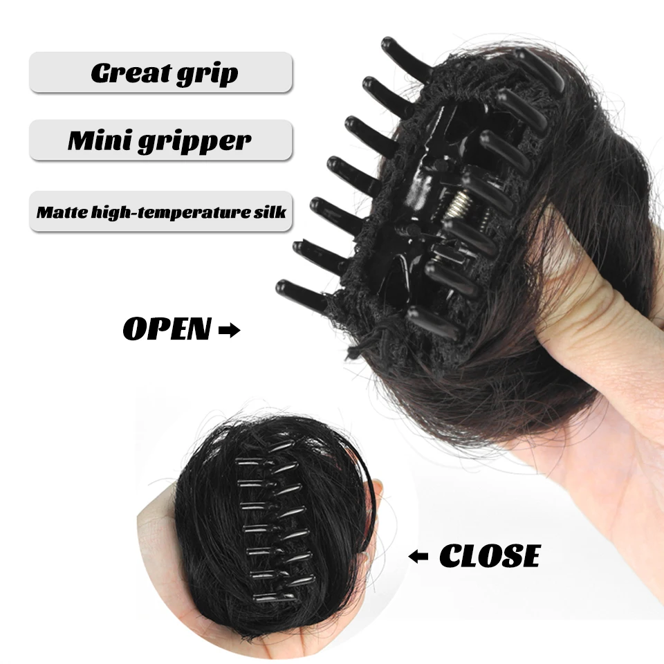 LM Synthetic Chignon Elastic Rubber Band Fake Hair Bun Clip in on Tail Extension Updo Piece Ponytail For Women
