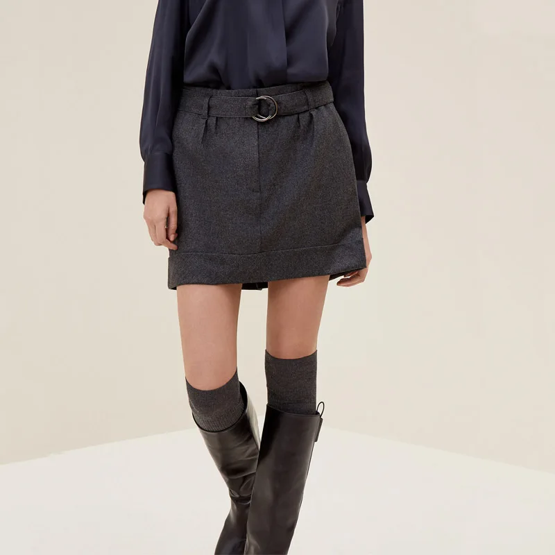 

Женская шерстяная юбка-трапеция, тонкая короткая юбка с завышенной талией в европейском и американском стиле, весна-лето 2022