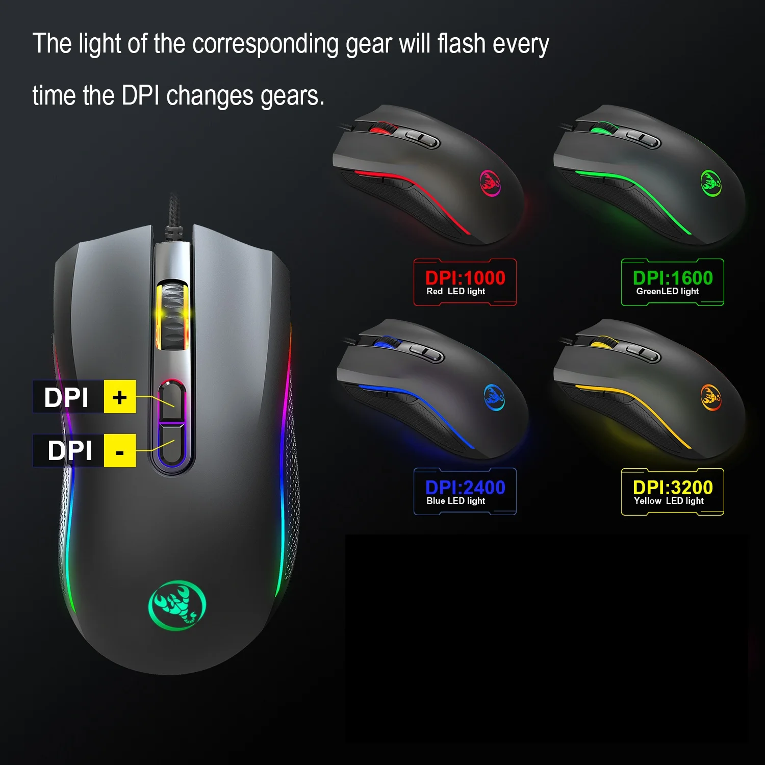 Геймерская игровая мышь с 7 яркими цветами светодиодный светодиодной подсветкой